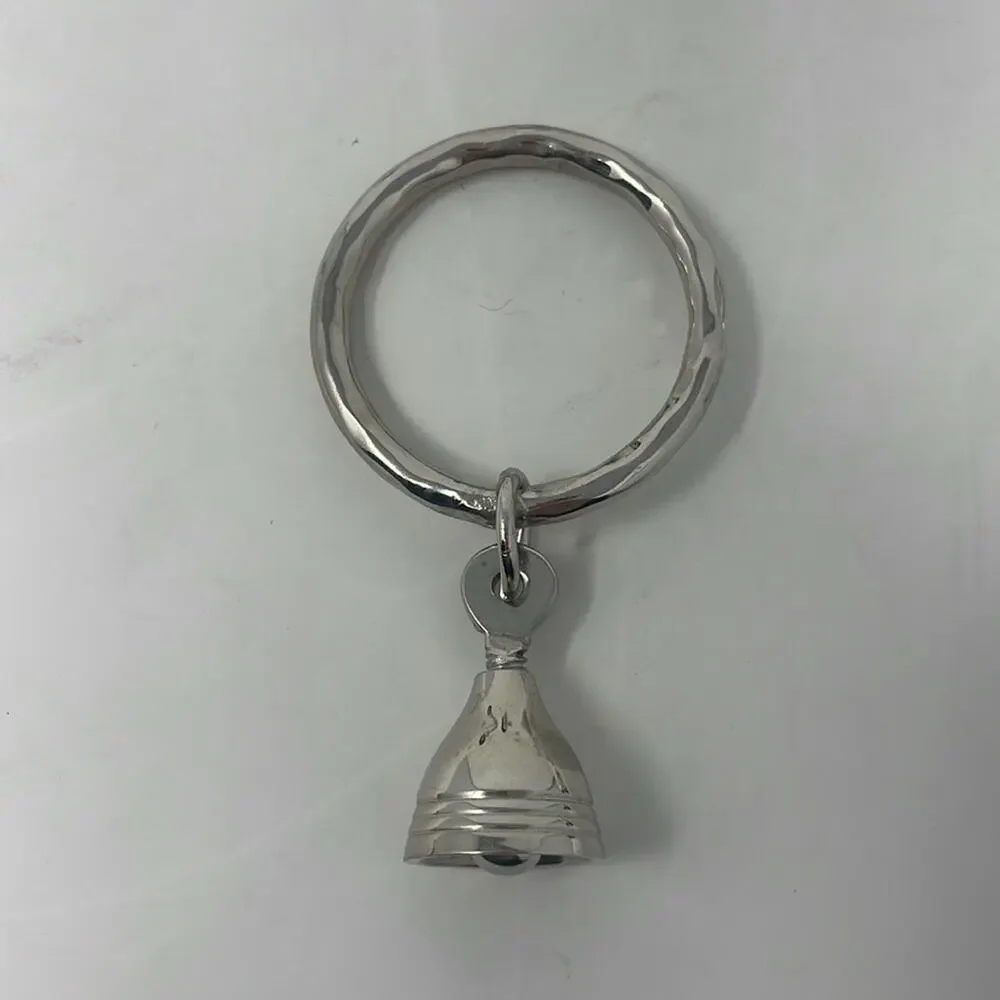 Rare Vintage Crate & Barrel Christmas Silver Bell Napkin Rings - Set of 4